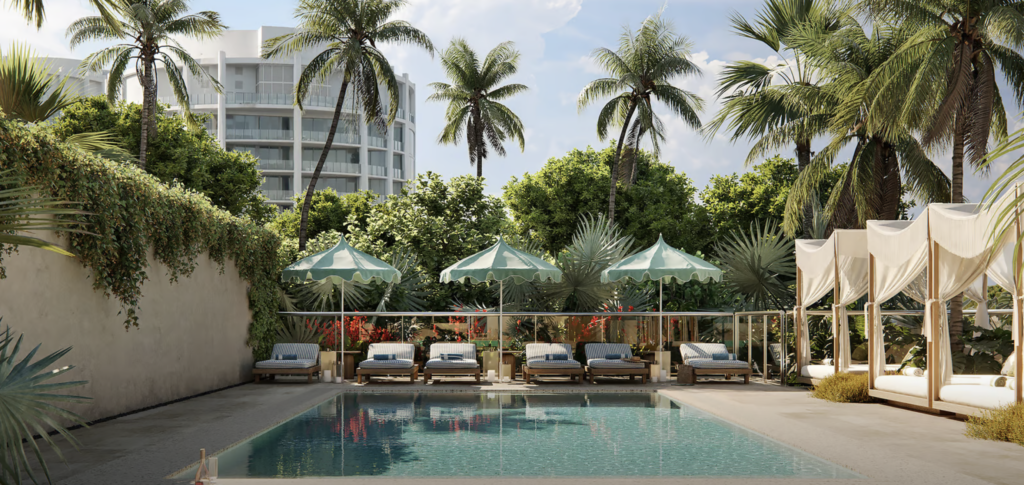 poolside and cabanas at The Well Coconut Grove